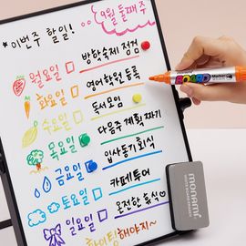[Monami] Whiteboard Marker 12 Color Set + Magnetic Eraser | 2mm Round Nib | High Erasability/KC Certified | Made in Korea