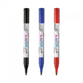 [Monami] Fine Tip Whiteboard Marker 1 Dozon (12 Pieces) | Round Nib 1mm (Slim Design) | Non-Drying Nib Feature | Made in Korea