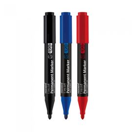 [Monami] Wet Ink Permanent Marker 120, 1 Dozon (12 Pieces), 3 Colors (Black, Blue, Red) | 2mm Round Nib (Bullet) | Long-Lasting Ink | Made in Korea