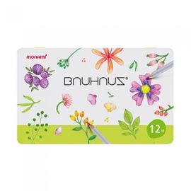 [Monami] BNUHNUZ Oil-Based Colored Pencil 12 Color Set / Tin Case | Hexagonal Barrel | Water-Resistant