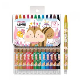[Monami] Moninju Mechanical Colored Pencil 12 Color Set | Twist Action Lead Advance | No Sharpening Needed | Portable/Clean Use