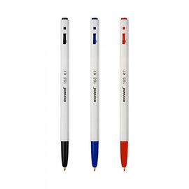 [Monami] 153 Ballpoint Pen 0.7mm 1 Dozen (12 Pens) | Korea's National Pen | Retractable Hexagonal Design | Black/Blue/Red | Made in Korea