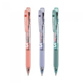 [Monami] FLIP 3 Color Oil-Based Ballpoint Pen 0.5mm (Translucent Body) | Low-Viscosity Ink Multi Pen | Rubber Grip | Made in Korea