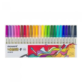 [Monami] Name Pen F 24 Color Set | Fine Nib 1mm Permanent Marker | Water-Resistant/Multi-Surface | Drawing/DIY Optimized | Made in Korea