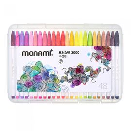 [Monami] Plus Pen 3000 48 Color Set (Warm 24 + Cool 24) | 0.4mm Fine Nib | Watercolor Effect | Ventilated Cap | Designed in Korea