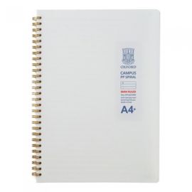 [Oxford] 5000 Milk PP Cover Spiral Notebook A4 Plus | Lined / 80 Sheets | 297*225mm | Left Twin Spiral Bound