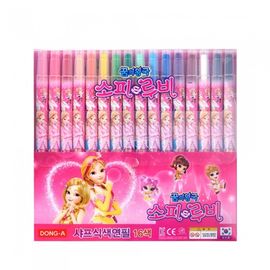 DONG-A Twistable Colored Pencils 16 Colors for Girls | Pink Character Case | CE & KC Certified Safety | Smooth & Vivid | Made in Korea
