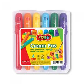DONG-A TORU Creamy Oil Pastels 6 Colors | Twistable Pen Type | Watercolor Effect | Made in Korea