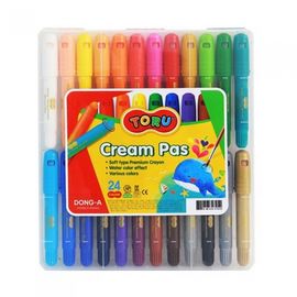 DONG-A TORU Creamy Oil Pastels 24 Colors | Twistable Pen Type | Watercolor Effect | ACMI, CE, KC Certified Safety | Made in Korea