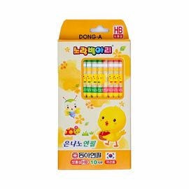 DONG-A Yellow Chick Pencils 10pcs | HB, B, 2B Options | Smooth Graphite for Kids | Break-Resistant | Made in Korea