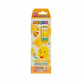 DONG-A Yellow Chick Pencils 5pcs | HB, B, 2B Options | Smooth Graphite for Kids | Break-Resistant | Made in Korea