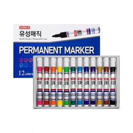 DONG-A Permanent Marker 12-Color Set | Multi-Surface (Metal, Glass, Wood, Cloth) | Weather-Resistant & Non-Toxic | AP & KC Certified | Made in Korea