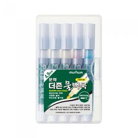 MUNHWA Deojon Liquid Chalk 5-Pack Set | 4.9mm Bullet Tip | Dust-Free Refillable Markers | Made in Korea