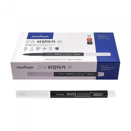 MUNHWA 1000 White Water-Based Marker | 1mm Fine Tip | For Blackboards, Glass & Leather | Opaque White Ink | Made in Korea