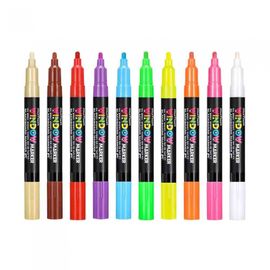 MUNHWA Window Marker 10-Color Set | 5mm Bullet Tip | For Glass, Mirror & Blackboard | Erasable with Water | Made in Korea