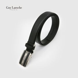 Guy Laroche Men's Automatic Click Belt 351-033-01 | Premium Shrunken Cowhide Leather | Natural Grain Texture