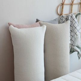 Guy Laroche Rabbit Embroidered Long Cushion Body Pillow Natural Kwangmok Cotton Includes Inner Filling _ Made in Korea