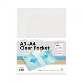 Munhwa Twin Pocket Holder F494A-7 | Spread Type A3-A4 Dual File | Index Tab | High-Transparency PP | Made in Korea