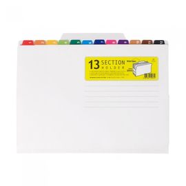 Munhwa A4 13-Section Expandable Pocket Holder F5596-7 | White | Color Index Tabs | High Capacity | Made in Korea