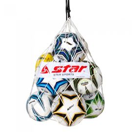 Star Sports Ball Net ST920 Heavy-Duty Polyester Mesh Carrier for 10 Balls Soccer Basketball Volleyball Storage White