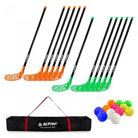 Star Sports New Floorball Team Set NXR110  Full 12-Player Match Set with 12 Sticks, 12 Balls, and Premium Carrying Bag