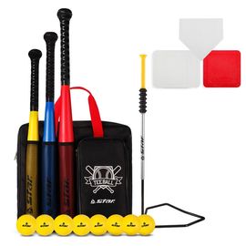 Star Sports New Tee Ball Set Iron WX4100N  Professional Training Kit with Iron Tee Post, 3 Size Bats, 8 Balls, and Full Bases