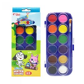 TiTi Water-Soluble 12-Color Solid Watercolor Paint Set with Palette Lid and High-Quality Brush Included TiTi Water-Soluble 12-Color Solid Watercolor Paint Set with Palette Lid and High-Quality Brush Included