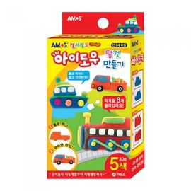 AMOS I-Dough Vehicle Maker Set AM-837 30g x 5 Colors Wheat-Based Soft Modeling Clay Kit Made in Korea