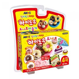 AMOS I-Dough Donut Maker Set 40g x 4 Colors Wheat-Based Soft Modeling Clay Kit Made in Korea