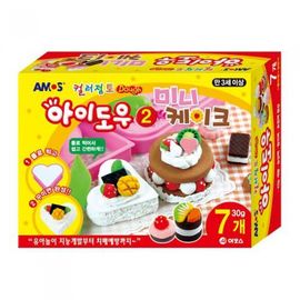 AMOS I-Dough Mini Cake Maker Set 30g x 7 Colors Wheat-Based Soft Modeling Clay Kit Made in Korea