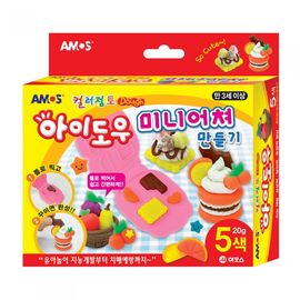 AMOS I-Dough Miniature Maker Set 20g x 5 Colors Wheat-Based Soft Modeling Clay Kit Made in Korea