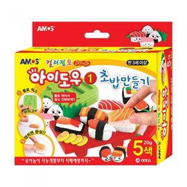 AMOS I-Dough Sushi Maker Set 20g x 5 Colors Wheat-Based Soft Modeling Clay Kit Made in Korea