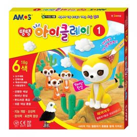 AMOS I-Clay 6 Colors Set 18g with Tools Accessories and Glitter Glue DIY Modeling Kit Made in Korea