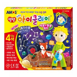 AMOS I-Clay Glow-in-the-Dark & Fluorescent 4 Colors Set 18g with Modeling Tools DIY Neon Art Kit Made in Korea