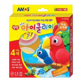 AMOS I-Clay 4 Colors Set 18g Primary Colors Ultra-Light Soft Air Dry Modeling Clay Made in Korea