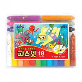 AMOS Pasnet 18 Colors Premium Soft Gel Crayon 3-in-1 Pastel and Watercolor Effect Made in Korea