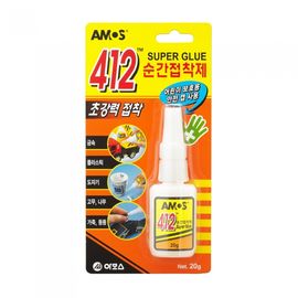 AMOS 412 Instant Super Glue 20g Strong Bonding for Metal Rubber Wood Ceramic Plastic Made in Korea