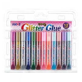 AMOS Glitter Glue Chrome Shell 12 Colors Set 10.5ml Vivid Decor DIY Art Supplies Made in Korea