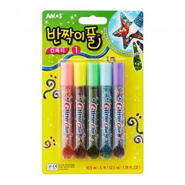 AMOS Glitter Glue Confetti 5 Colors Set 10.5ml Multi-Tone Sparkling DIY Art Deco Made in Korea