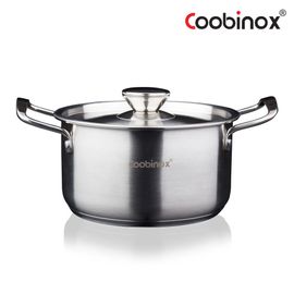 Coobinox® Baron Full Stainless Steel Stockpot 20cm(CO-12-02) 3-Ply Capsule Base Induction Compatible Durable Hygienic Casserole Cookware