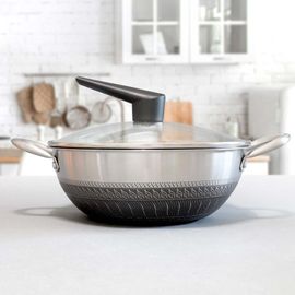Coobinox® BONIS IH Party Wok 26cm (CO-15-09) - Embossed Non-stick, Space-Saving Self-Standing Lid