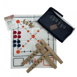 Six Brothers Premium Large Chestnut Wood Yut Nori Set HJWO350 with Mini Set and Portable Bag Made in Korea