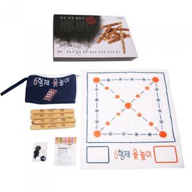 Six Brothers Authentic Korean Traditional Yut Nori Game Set HJWO120 Premium Chestnut Wood with Portable Bag