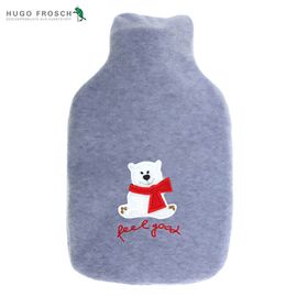 HUGOFROSCH Germany Made Classic Hot Water Bottle 1.8L Soft Fleece Feelgood Bear Cover Comfort Warmer