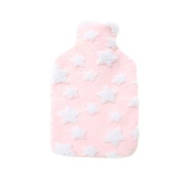 HUGOFROSCH Germany Made Classic Hot Water Bottle 1.8L Star Pink Soft Fleece Cover Eco Friendly Warmer