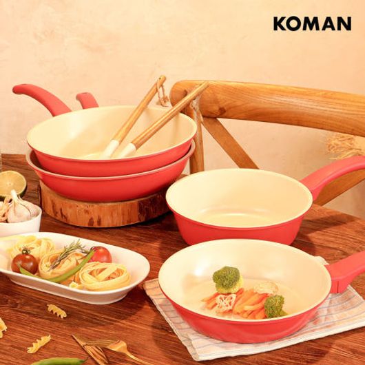 KOMAN Ecored IH Wok Pan 24cm – 6-Layer Nonstick, Die-Cast Aluminum, All Heat Source Compatible _ Made in Korea