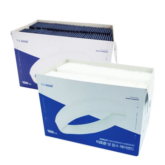 [Thejoen] 100 pieces of sweat absorption hairband (bulk) white, navy 1_hypoallergenic, absorbent, golf, baseball, tennis, running, cycling, mountaineering, yoga, outdoor activities, disposable _Made in Korea