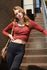 [Cielcoco] CLWT8071 Fogny Ribbed Long Sleeve Wine, Gym wear, Sweats, Sportswear, Jogging Clothes, T-shirts, Fashion Sportswear, Casual tops For Women _ Made in KOREA