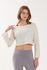 Cielcoco CLWT8096 Blusa Cropped Esportiva Cover-Up de Modelagem Solta com Decote Canoa e Mangas Flare _ MARFIM _ Fabricado na Coreia