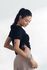 Cielcoco CLWT8103 Top de sport pour femme en rayonne douce et soyeuse, à manches courtes avec fronces – Noir – Fabriqué en Corée